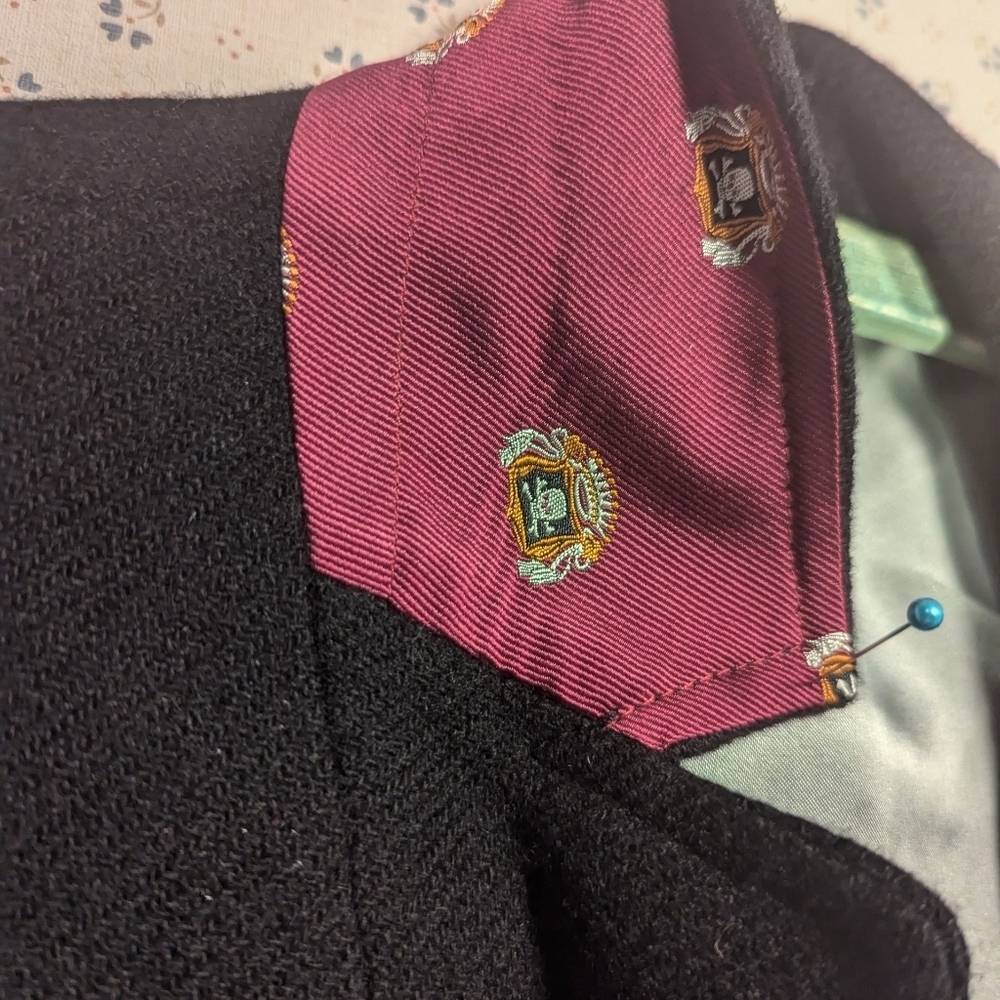 🖤 J.Crew black wool blazer jacket leather 3 buttons lining skulls preppy goth - Picture 9 of 13